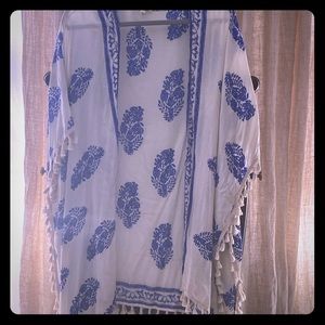 Blue and White Boho kimono 1x 2x 3x